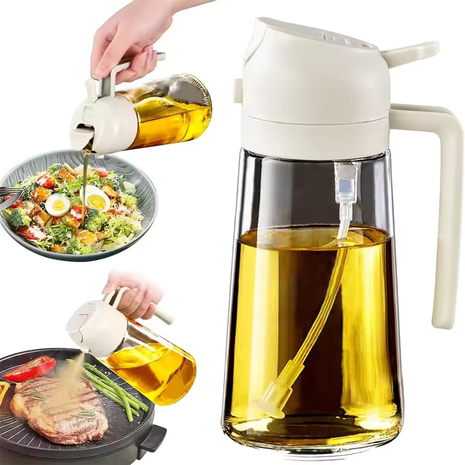 Sticla 2 in 1 pentru ulei - cu pulverizator si dozator (470ml)