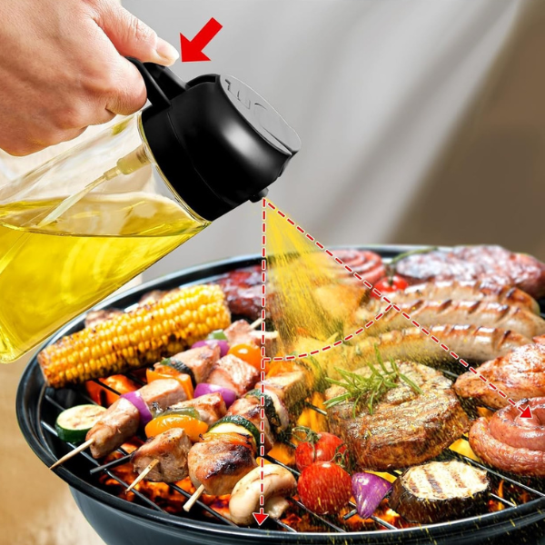 Sticla 2 in 1 pentru ulei - cu pulverizator si dozator (470ml)