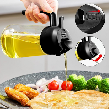 Sticla 2 in 1 pentru ulei - cu pulverizator si dozator (470ml)