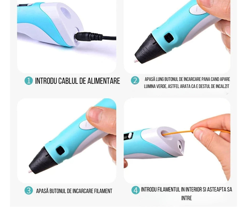 Creion inteligent de imprimare 3d cu 9 filamente de rezerva